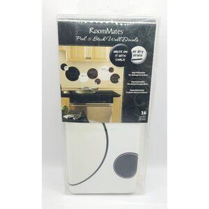 RoomMates Black & White Chalkboard Dry Erase Dots Peel and Stick Wall Decals NIP
